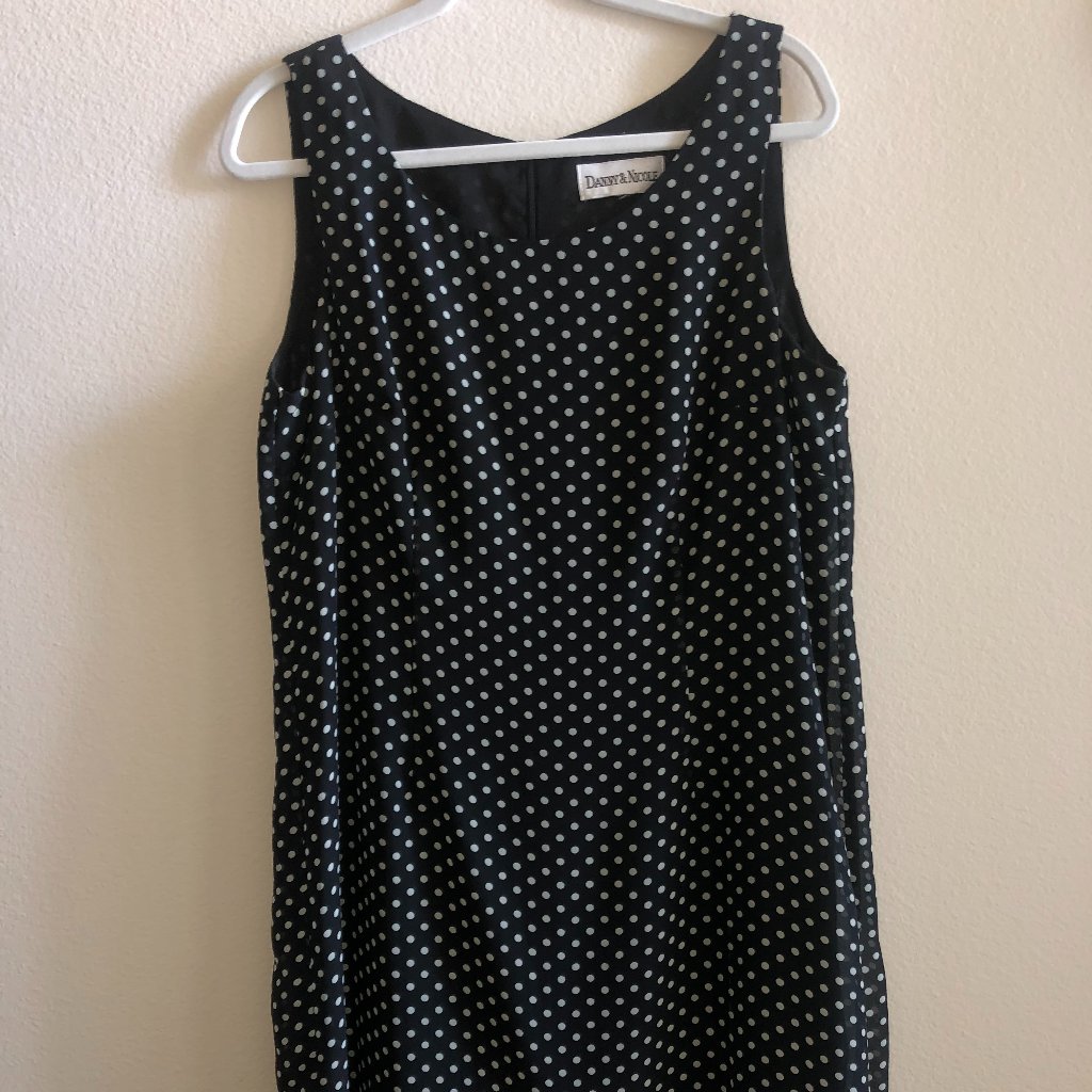 Danny & Nicole Black Midi Dress With Polka Dots